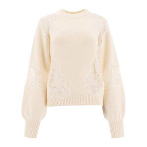 Elie Saab Sweater With Lace Inserts Tag Size S Women